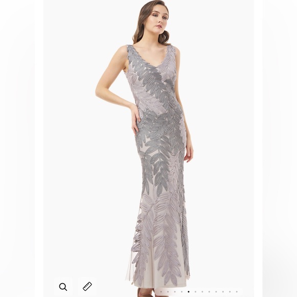 Soutache Embroidered Leaf Gown